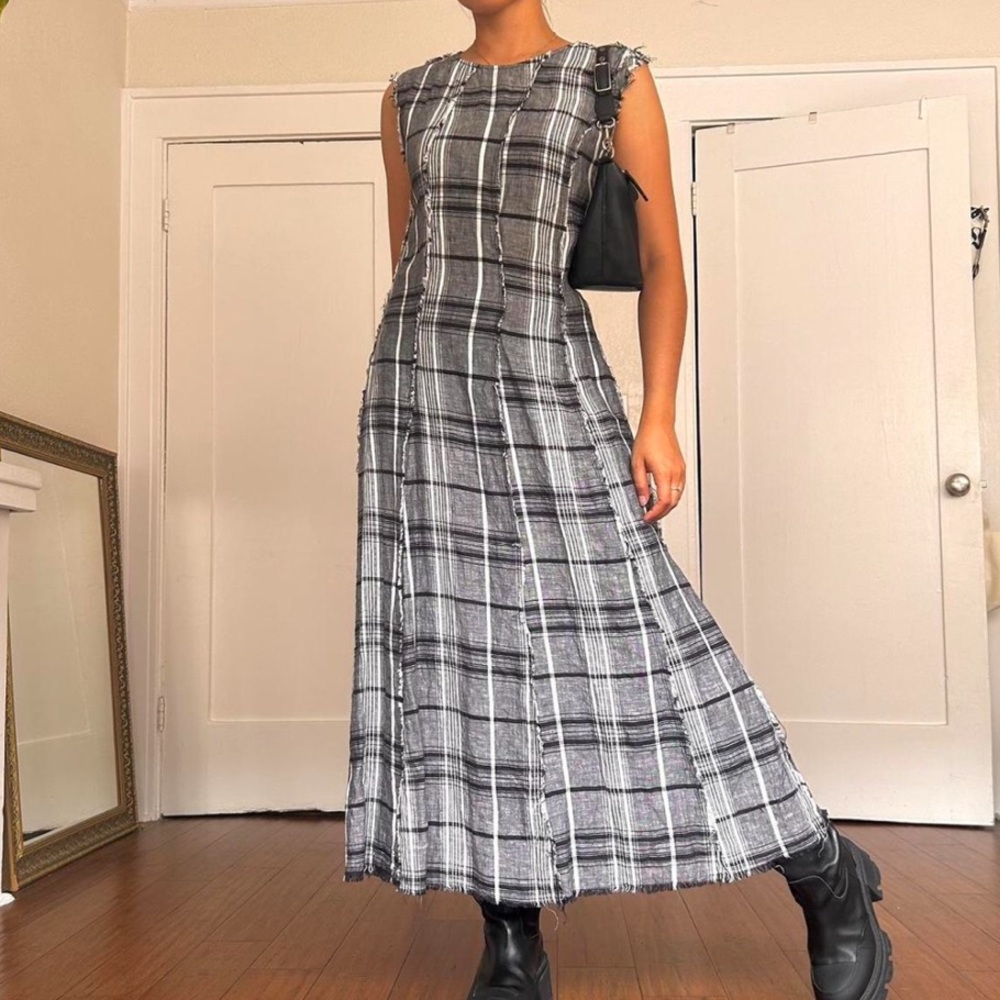 SOLD Plaid Sleeveless Maxi Dress